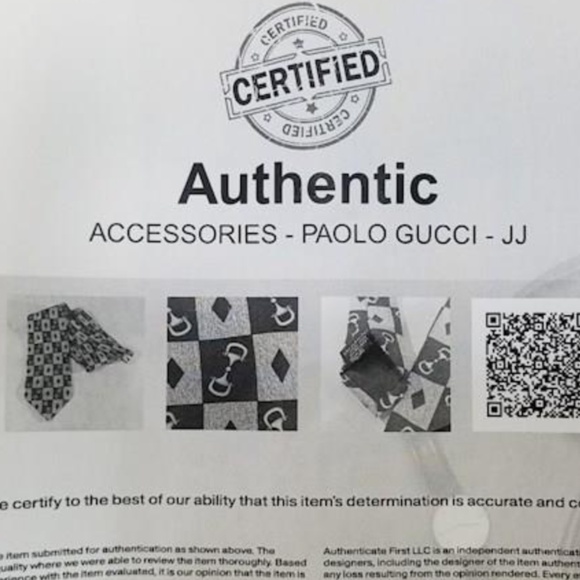 Gucci Paulo Silk Necktie Vintage Accessory Horsebit Pattern Black Tan COA - Picture 6 of 9